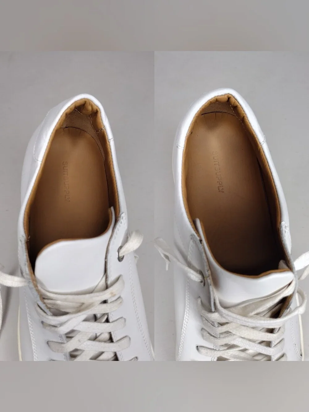 Suitsupply White Leather Low-Top Lace-Up Sneakers Sz 11